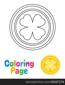 Coloring page with Clover Coin for kids