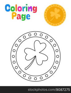 Coloring page with Clover Coin for kids