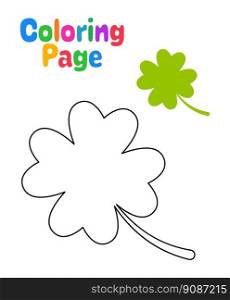 Coloring page with Clover Leaf for kids