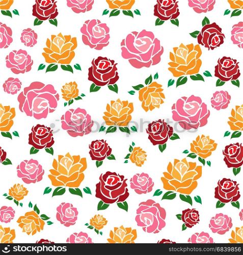 Colorul roses seamless pattern. Colorul roses seamless pattern. Vector floral texture for wrapping paper, web, textile