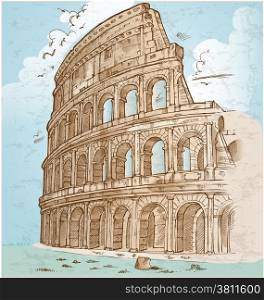 colosseum color hand draw background