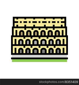 colosseum roma medieval construction color icon vector. colosseum roma medieval construction sign. isolated symbol illustration. colosseum roma medieval construction color icon vector illustration