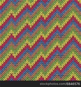 Colouful zigzag line knitting seamless vector pattern as a fabric texture . Colouful zigzag line knitting seamless pattern