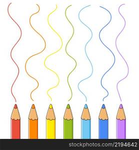Colour pencils. Design element. Vector illustration isolated on white background. Template for books, stickers, posters, cards, clothes.