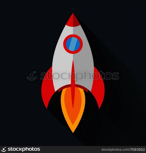 Colour rocket icon in flat style with shadow