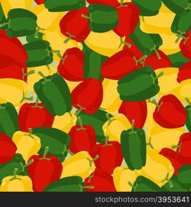 Coloured sweet pepper pattern. Seamless background with ripe peppers. Vector texture