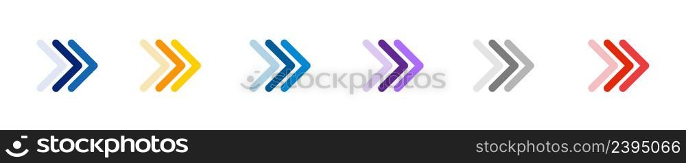 Colourful arrows set isolated on white background. UI and web. Vector illustration . Colourful arrows set isolated on white background. UI and web.