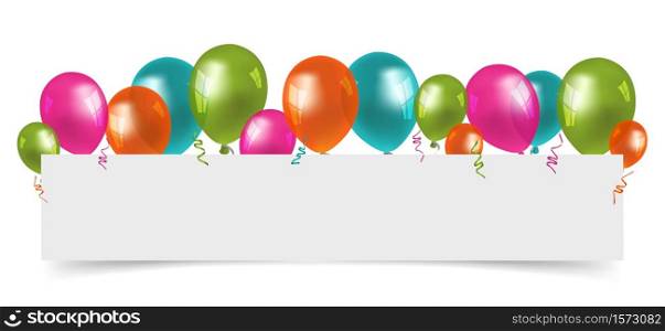 Colourful Balloons with white Paper free Space.