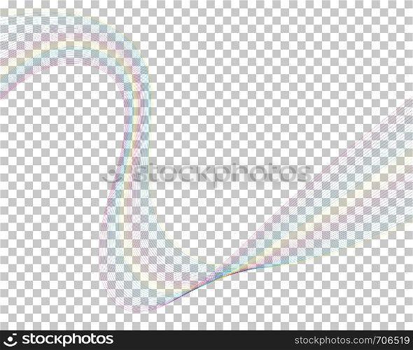 Colourful lines background with transparency grid on back. Vector Illustration.