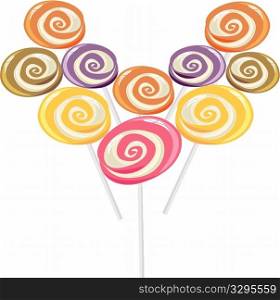 colourful lollipop, heart shape.