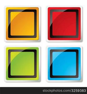 Colourful modern square icons with rounded corners and shadow