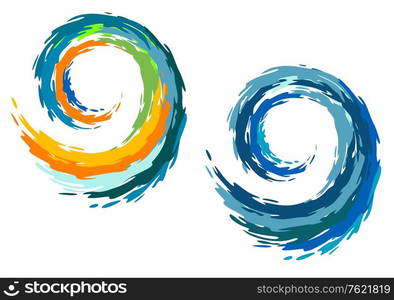 Colourful ocean waves isolated on white background