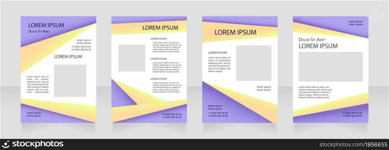 Colourful promo blank brochure layout design. Product guide. Vertical poster template set with empty copy space for text. Premade corporate reports collection. Editable flyer paper pages. Colourful promo blank brochure layout design