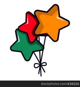 Colourful star shaped balloons icon. Cartoon illustration of colourful star shaped balloons vector icon for web. Colourful star shaped balloons icon