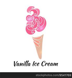 Colourful tasty isolated ice cream. illustration made in vector, ice cream emblem. Perfect strawberry ice cream poster design for ice cream truck or cafe menu. All the elements are grouped and easy editable.