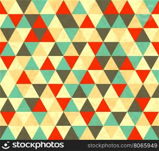 Colourful triangles retro seamless pattern. Bright colourful triangles retro seamless pattern with texture