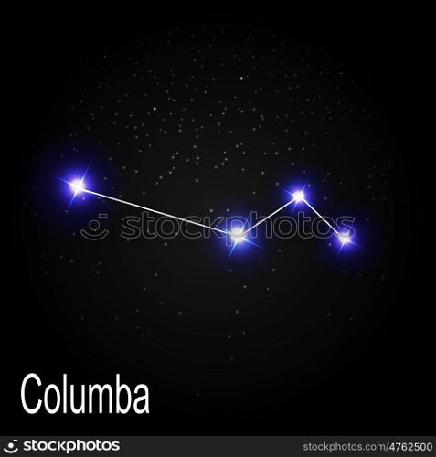 Columba Constellation with Beautiful Bright Stars on the Background of Cosmic Sky Vector Illustration EPS10. Columba Constellation with Beautiful Bright Stars on the Backgro