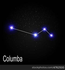 Columba Constellation with Beautiful Bright Stars on the Background of Cosmic Sky Vector Illustration EPS10. Columba Constellation with Beautiful Bright Stars on the Backgro