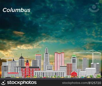 Columbus city landscape vectors