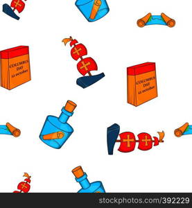 Columbus Day elements pattern. Cartoon illustration of Columbus Day elements vector pattern for web. Columbus Day elements pattern, cartoon style