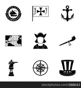 Columbus Day icons set. Simple illustration of 9 columbus Day vector icons for web. Columbus Day icons set, simple style