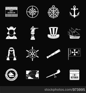 Columbus Day icons set vector white isolated on grey background . Columbus Day icons set grey vector
