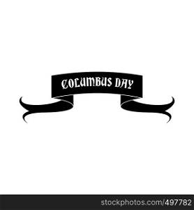 Columbus Day ribbon icon. Black simple style. Columbus Day ribbon icon