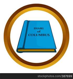 Columbus diary vector icon in golden circle, cartoon style isolated on white background. Columbus diary vector icon