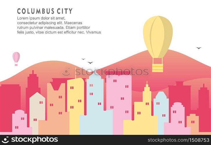 Columbus Ohio City Building Cityscape Skyline Dynamic Background Illustration