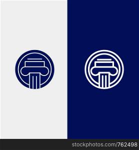 Column, Architecture, Building, Decoration, Greek Line and Glyph Solid icon Blue banner