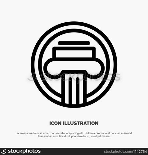 Column, Architecture, Building, Decoration, Greek Vector Line Icon