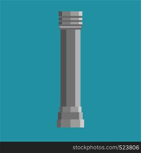 Column history classical symbol monument architectural element vector icon. Flat pillar exterior marble sculpture bar