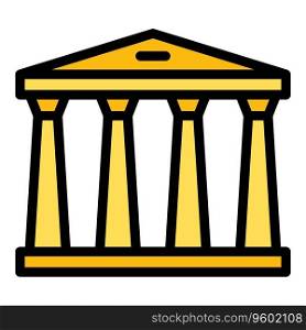 Column temple icon outline vector. Greek building. History pillar color flat. Column temple icon vector flat