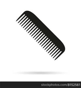 Comb icon. Hairbrush silhouette for hair, hairdresser and barber. Design logo isolated on white background. Symbol for fashion, salon, beauty and hairstyle. Graphic element for plastic tool. Vector.