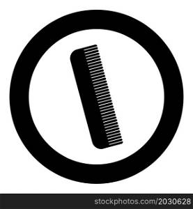 Comb icon in circle round black color vector illustration image solid outline style simple. Comb icon in circle round black color vector illustration image solid outline style
