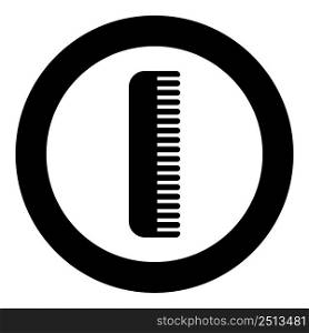Comb icon in circle round black color vector illustration image solid outline style simple. Comb icon in circle round black color vector illustration image solid outline style