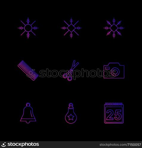 comb , scissor , camera ,bell , celender ,snowflakes , christmas , 25 dec , winters , snow , winters ,