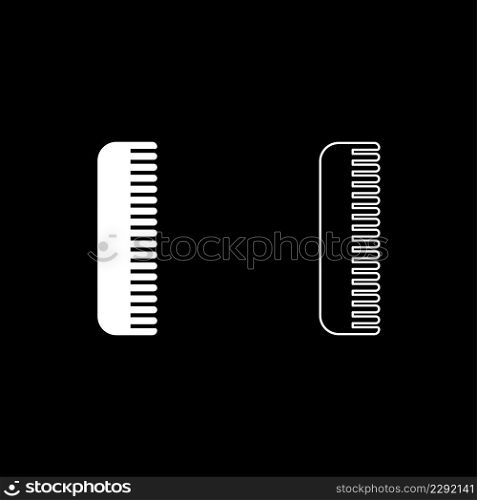 Comb set icon white color vector illustration image simple solid fill outline contour line thin flat style. Comb set icon white color vector illustration image solid fill outline contour line thin flat style