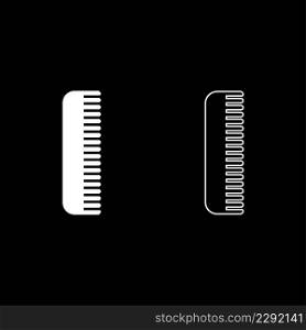 Comb set icon white color vector illustration image simple solid fill outline contour line thin flat style. Comb set icon white color vector illustration image solid fill outline contour line thin flat style