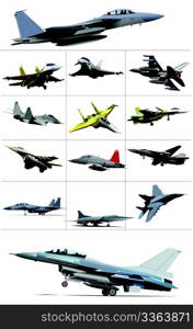 Combat aircraft. Colored vector illustration for designers