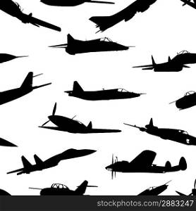 combat aircraft silhouettes. vector illustration . Seamless wallpaper.