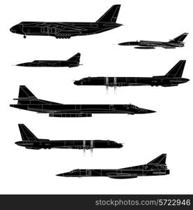 Combat aircraft. Team. Colored vector illustration for designers