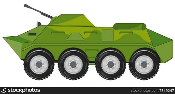 Combat machine of the infantry on white background is insulated. Vector illustration of the military machine of the combat machine
