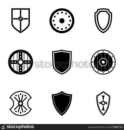 Combat shield icons set. Simple illustration of 9 combat shield vector icons for web. Combat shield icons set, simple style