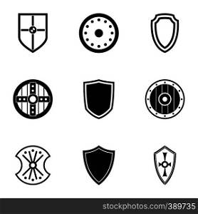 Combat shield icons set. Simple illustration of 9 combat shield vector icons for web. Combat shield icons set, simple style