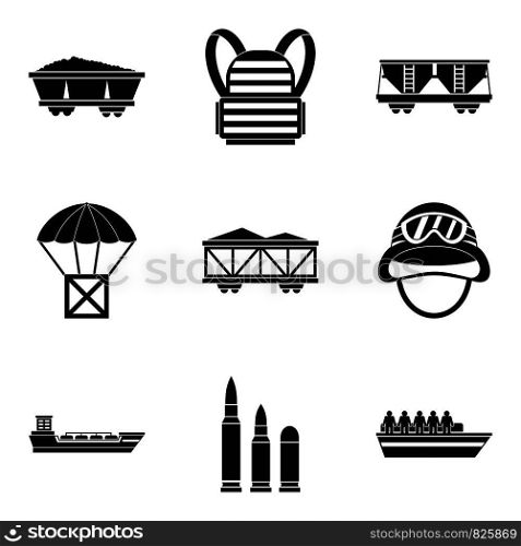 Combative icons set. Simple set of 9 combative vector icons for web isolated on white background. Combative icons set, simple style