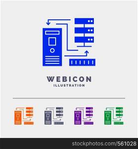 Combination, data, database, electronic, information 5 Color Glyph Web Icon Template isolated on white. Vector illustration. Vector EPS10 Abstract Template background