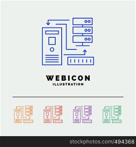 Combination, data, database, electronic, information 5 Color Line Web Icon Template isolated on white. Vector illustration. Vector EPS10 Abstract Template background