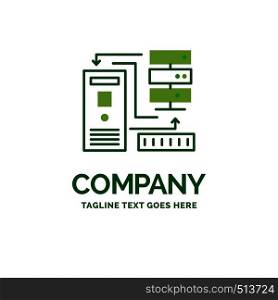 Combination, data, database, electronic, information Flat Business Logo template. Creative Green Brand Name Design.