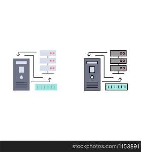 Combination, data, database, electronic, information Flat Color Icon Vector